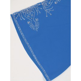 Elegant Floral Printed 1pc Long Sleeve Abaya - Polyester Chiffon Summer Robe with Rhinestone Embellishments and Belt for Middle Eastern Women