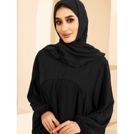 1pc Women'S Elegant Abaya Dress - Loose Fit Solid Color Muslim Prayer Dress with Belt, Lightweight Breathable Fabric for Spring Summer Fall, Casual & Formal Wear, Modest Muslim Women'S Clothing