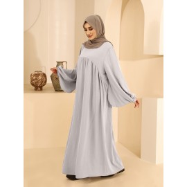 1pc Women'S Elegant Abaya Dress - Loose Fit Solid Color Muslim Prayer Dress with Belt, Lightweight Breathable Fabric for Spring Summer Fall, Casual & Formal Wear, Modest Muslim Women'S Clothing