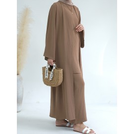 A Three-Piece Suit (Jacket + Short-Sleeved Shirt + Pants), Muslim Dress Woman Open Abaya Femme Open Abaya Abaya Été Abaya Femme Women Abaya Muslim Dress Robe Été Abaya Femme