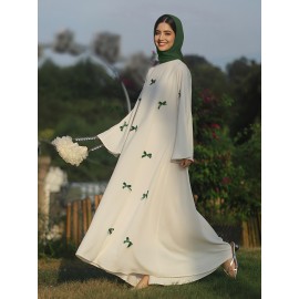 [Butterfly Bow Abayas Set] Elegant Butterfly Bow Abayas Set - Long Robe Dress and Headscarf