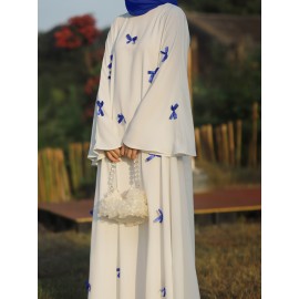 [Butterfly Bow Abayas Set] Elegant Butterfly Bow Abayas Set - Long Robe Dress and Headscarf