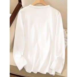 Women's Western Cowboy Graphic Long Sleeve Top - Vintage HOWDY Print with Hat & Bandana Design, Soft Grey All-Season Casual Shirt, Machine Washable Round Neck Women's Clothing, Seasonal Fashion, Comfortable Fit