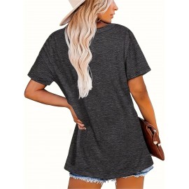 Women's Casual Round Neck Printed Short Sleeve T-Shirt