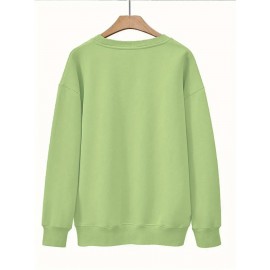 Women'S Tiana Graphic Sweatshirt - Green Casual Crew Neck with 