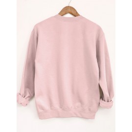 PSALMS 91 Letter Print Long Sleeve Sweatshirt - Women's Fashion Casual Sweatshirt with Knit Fabric and Round Neckline