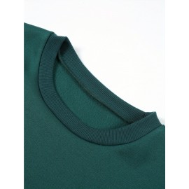 2pcs Set Women'S Casual New York Monogram Print Long Sleeve Knitted Polyester Spandex Crew Neck Sweatshirt & Sweatpants Set, Comfortable Stretch Fabric, 250g/m² 230g/m², for Fall, Winter, Outdoor Use