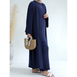 A Three-Piece Suit (Jacket + Short-Sleeved Shirt + Pants), Muslim Dress Woman Open Abaya Femme Open Abaya Abaya Été Abaya Femme Women Abaya Muslim Dress Robe Été Abaya Femme