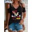 [Disney Minnie Mouse T-Shirt] Disney Minnie Mouse & Mickey Mouse Graphic T-Shirt for Women - Cute Cartoon Print V-Neck Off-Shoulder Short Sleeve Tee, Black with Red Bow & Hearts Design, Summer Casual Top, Disney Shirts